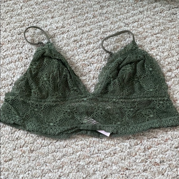Forest green lace bralette with straps - Picture 2 of 3